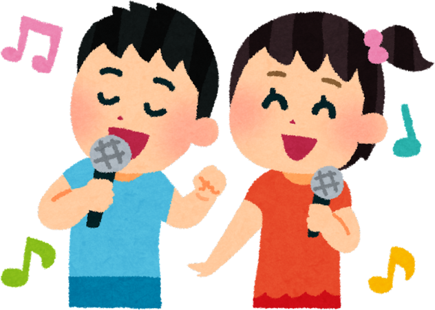 Illustration of Children Singing Karaoke Joyfully