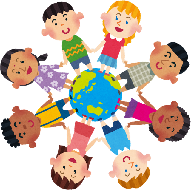 Illustration of Children from Different Ethnicities Holding Hands Around the Globe